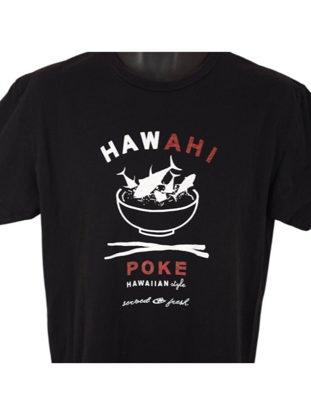 HawAhi Poke T Shirt Mens Size Large Black Hawaiian Style Travel Destination Tee